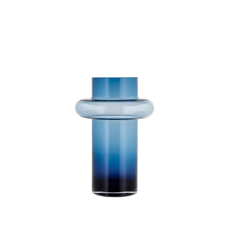 Vase Tube 30 cm Dark Blue Glass