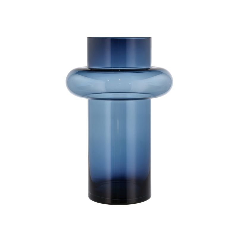 Vase Tube 40 cm Dark Blue Glass