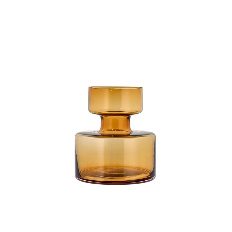 Vase Tubular 20 cm Amber Glass