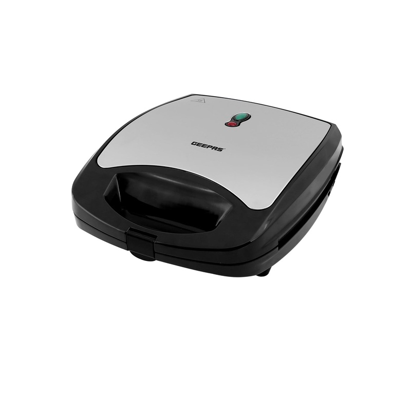 Geepas 920W 2 Slice Sandwich Maker - Cooks Delicious Crispy Sandwiches - Cool Touch Handle, Automatic Temperature Control and Non-Stick Plate - Breakfast Sandwiches & Cheese Snack - 2 Years Warranty