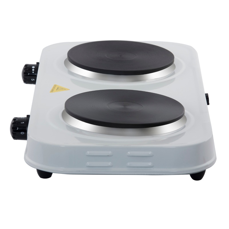 Geepas GHP32012 2000W Double Hot Plate for Flexible & Precise Table Top Cooking - 2 Ring Hobs with Cast Iron Heating Plates - Portable Electric Hob for Home, Camping & Caravan Cooking - 2 Years Warranty