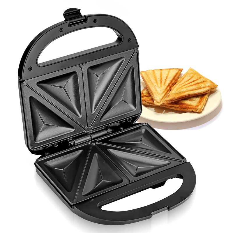 Geepas GSM36533UK 800W 2 Slice Sandwich Maker - Cooks Delicious Crispy Sandwiches - Cool Touch Handle, Automatic Temperature Control and Non-Stick Plate