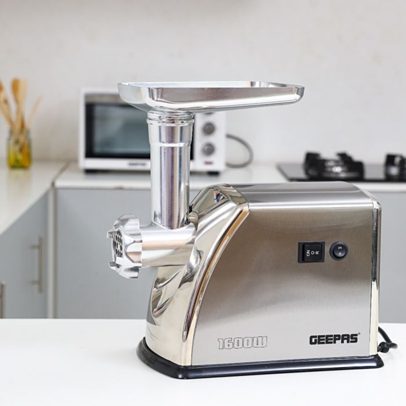 1600W Meat Grinder Electric Aluminum Gearbox - 3 Metal Stainless Steel Cutting Plates, Accessories, Metal Gears, Stainless Steel Blade | 2 Years Warranty