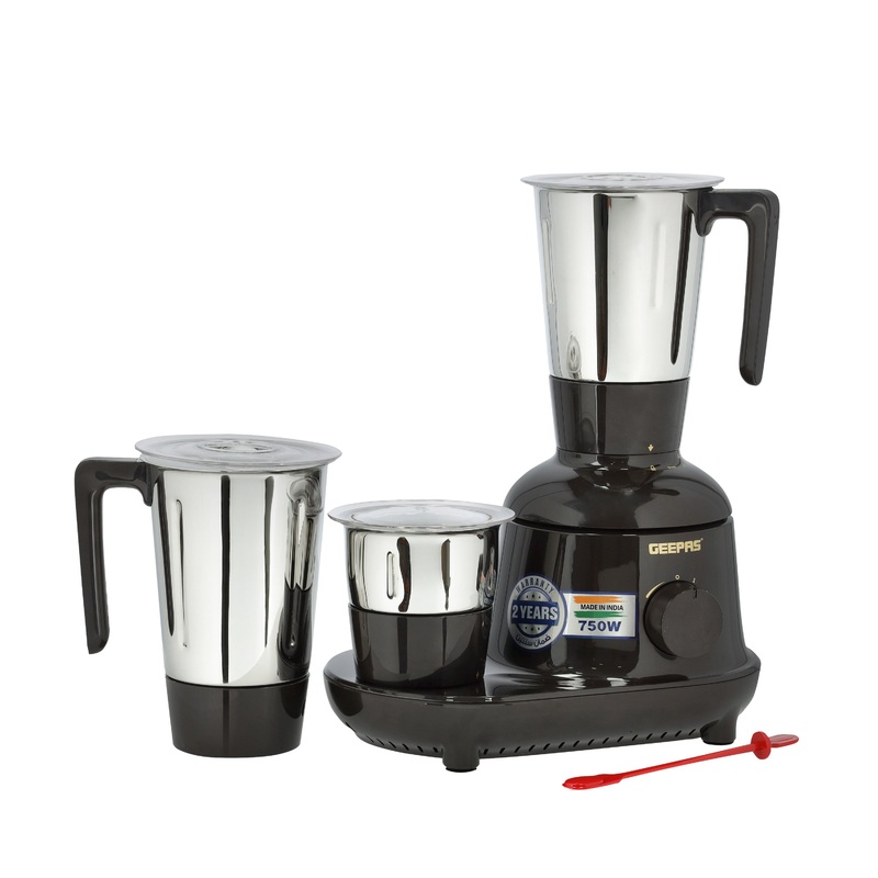 GEEPAS 3-in-1 Mixer Grinder, 750W Powerful Grinder, GSB44086 | Stainless Steel Jars & Blades | 3 Speed, Safety Twist Lock | Perfect for Dry & Wet Fine Grinding