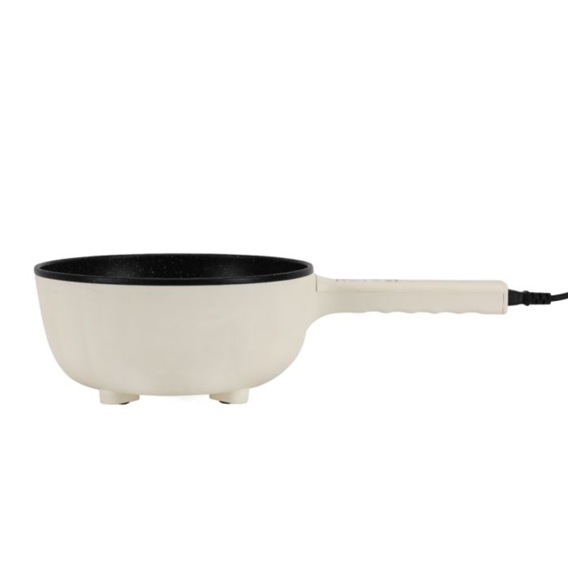 Geepas 4.0 L Electric Frying Pan- GFP63063/ with Teflon Non-Stick Coating, Multifunctional Steamer, 5 Functions Portable Design, Perfect for Stir-Fry, Hot Pot, Oil Fry, Steam, or Soup / 2 Years Warranty, White