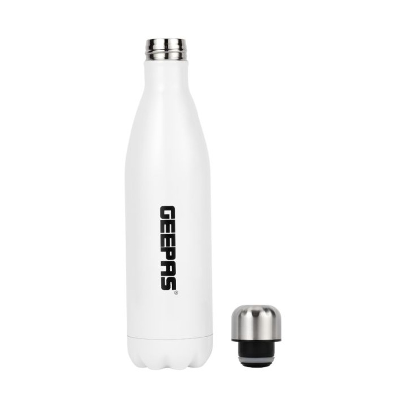Geepas 750 ML Stainless Steel Vacuum Flask- GVF27020| Double Wall Insulation for Hot and Cold Beverages| Comfortable to Hold and Easy to Carry| Suitable for Indoor and Outdoor Use| 2 Years Warranty, White