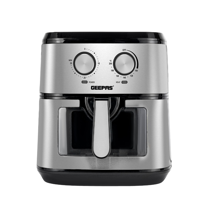 Geepas Air Fryer- GAF37542/ 9.2 L Pot with Rack, with Multiple Function, 1-30 Min Timer, Temperature 100-200 Degree Celsius/ with View Glass Window