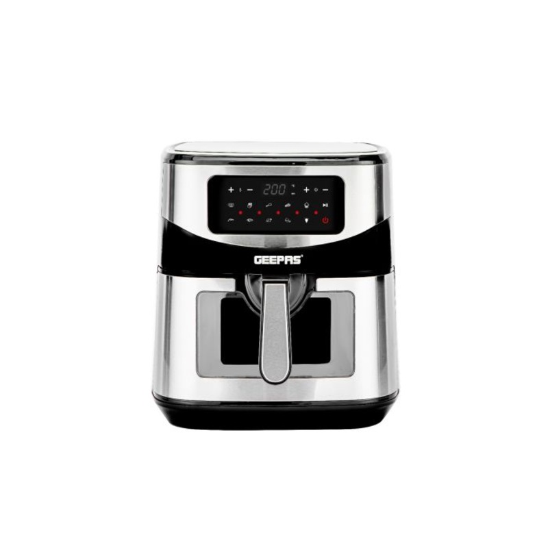 Geepas Digital Air Fryer- GAF37524UK| 9.2 L Capacity with a Rack| Equipped with VORTEX Air Frying Technology, Oil Free Cooking| LED Display with Touch Screen