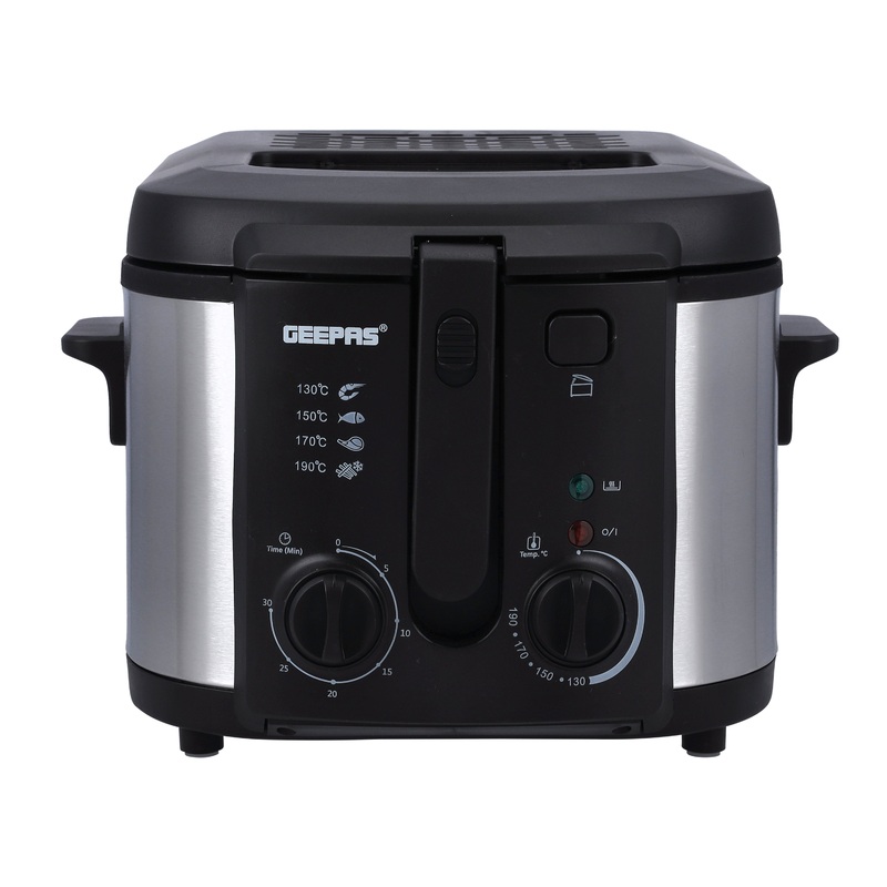 Geepas GDF36014 Deep Fryer, Adjustable Temperature 130-190C with 30 Minute Timer & Indicator Light | Non-Stick Inner Pot | Perfect for French Fries, Chicken Wings