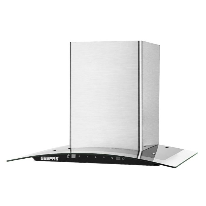 Geepas Glass Hood with Charcoal Filter- GHD601GB/ Sleek and Stylish Design, Powerful Suction, and Adjustable Speed Setting, Gesture Touch Control