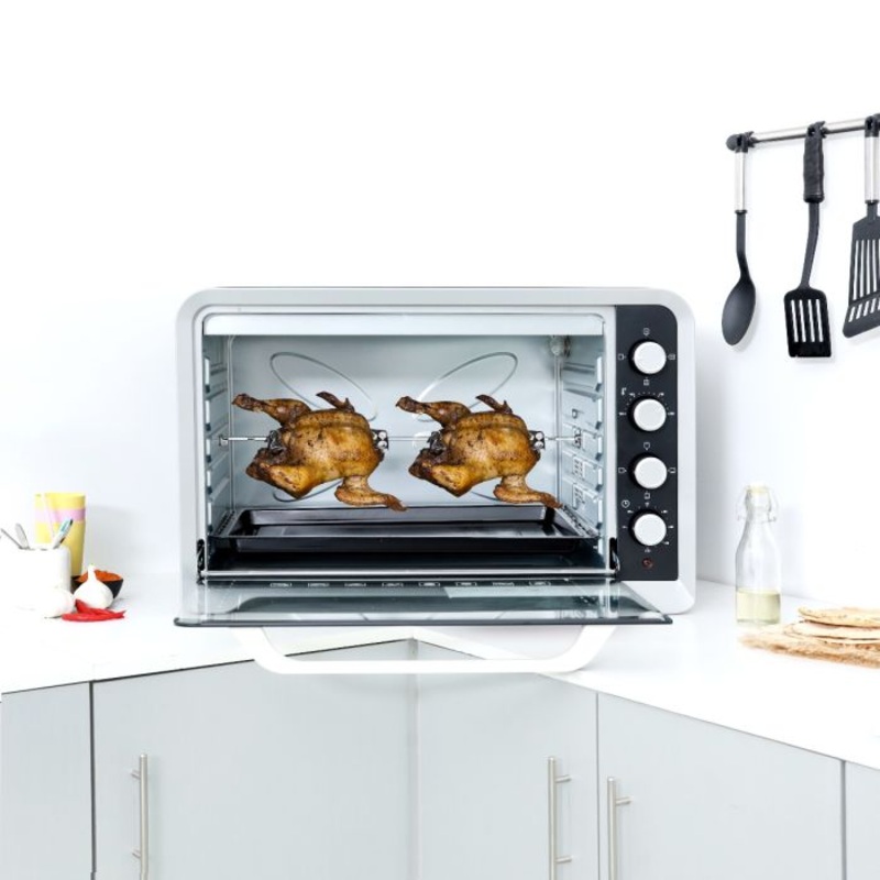 Geepas GO34027 Electric Oven with Rotisserie & Convection 100L - 2800W 4 Function, 4 Heat Selection with 120 Min Timer with Bell | Ideal for Baking, Roasting , Grill & More | 2 Years Warranty