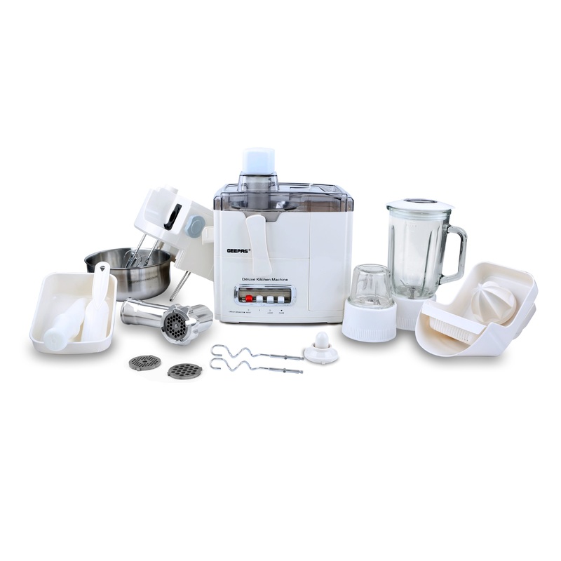 Geepas GSB1650 10-in-1 Food Processor & Juicer 400W - Multi-functional Smoothie Maker, Juicer, Compact Electric Blender, Chopper & Grinder | 1.5L Jar, 2-Speed Pulse Function for Ice Crusher