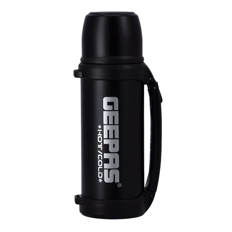 Geepas GSVB4111 Vacuum Flask, Stainless Steel Vacuum Bottle 1.5L - Keep Hot & Cold Antibacterial topper & Cup - Perfect for Outdoor Sports, Fitness, Camping, Hiking, Office, School | 2 Year Warranty