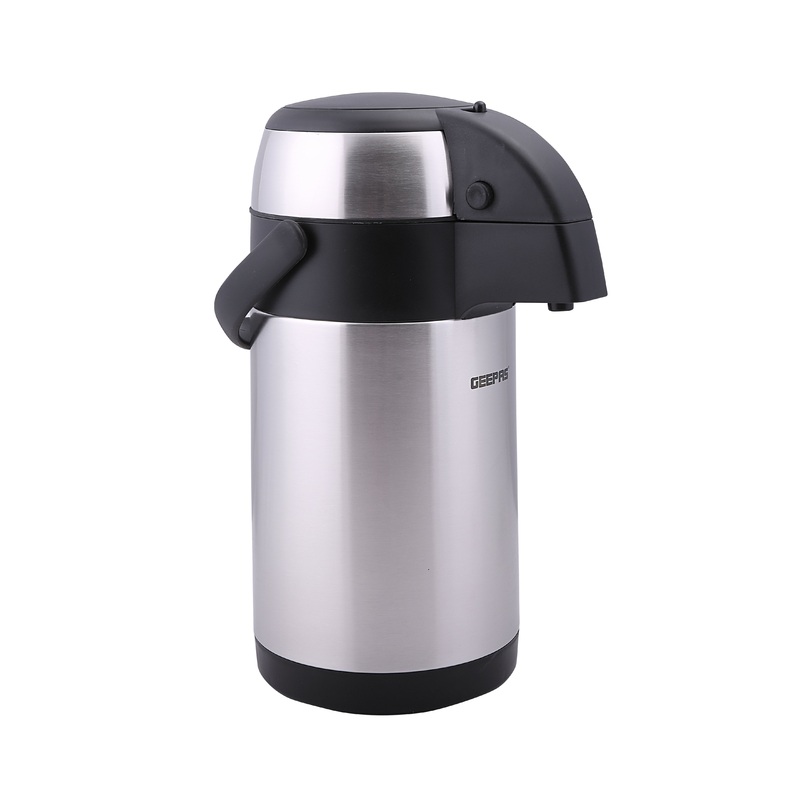 Geepas Stainless Steel Air Pot Flask, 3.5L Vacuum Flask, GVF5263 | Hot/Cold up to 24Hrs | Double-Walled Vacuum Flask for Coffee, Hot Water, Tea & More