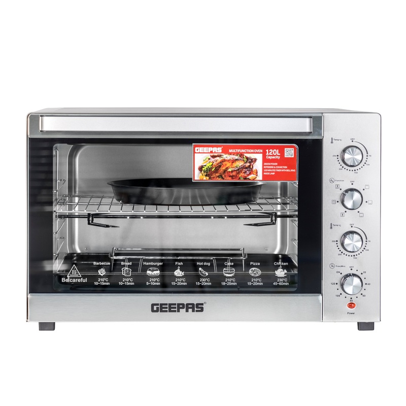 Multi-Function Oven, Rotisserie & Convection Oven, GO34057 | 120L Oven with Inner Lamp | Adjustable Temperature Control | 120mins Timer | Stainless Steel Housing