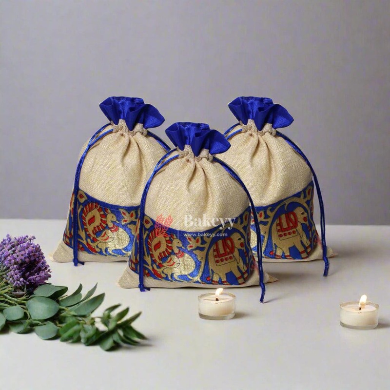 20x27CM  8x10 inch| Elegant Jute Cream Drawstring Gift Bag | Drawstring Bags | Pack of 10