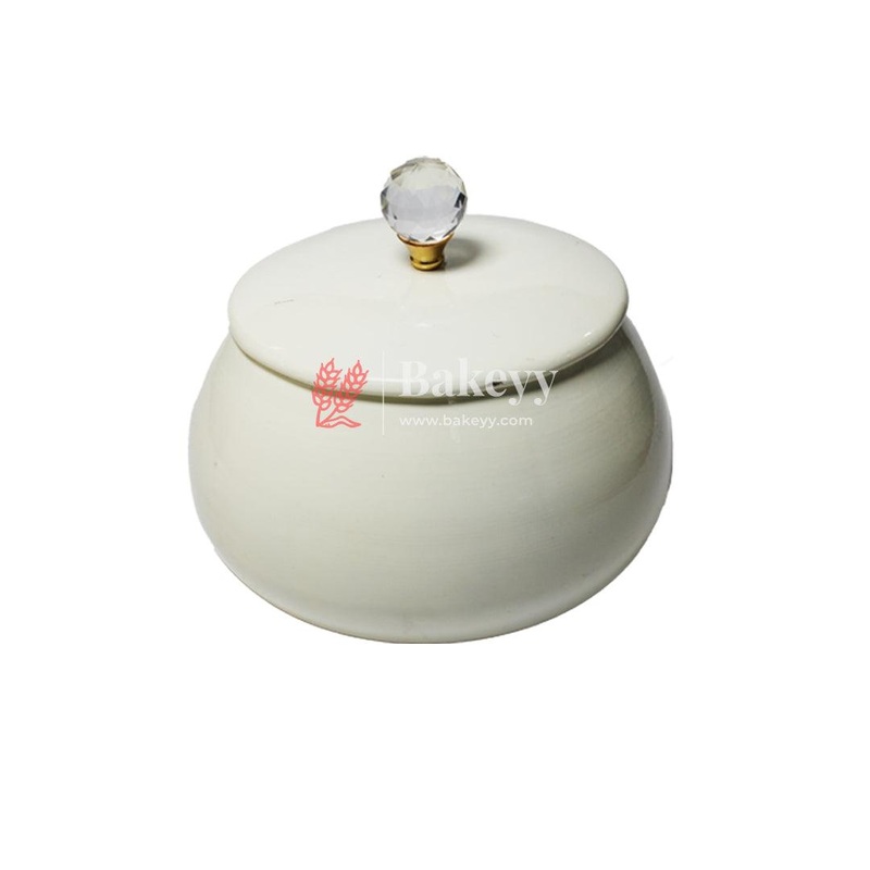 7 Inch| White Metal Rasgulla Pot For Gift| Return Gift | Clearance Sale  ( No Return No Refund ) 1 Piece