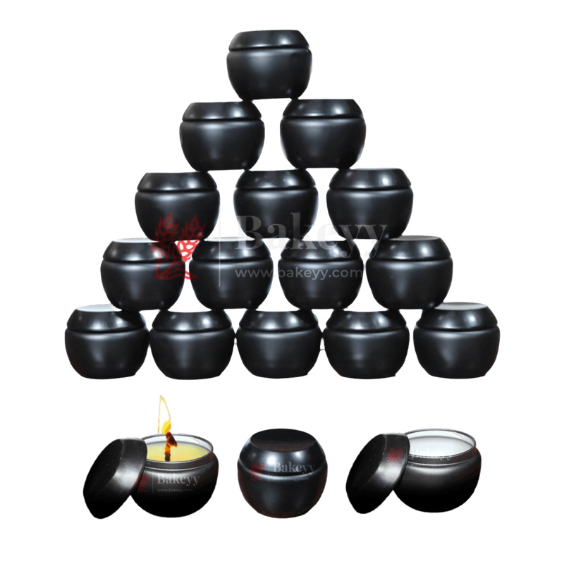 Black Polished Candle Tin Box | Empty Decorative Tin Container | Candle Holder | Storage Tin | Pack of 10