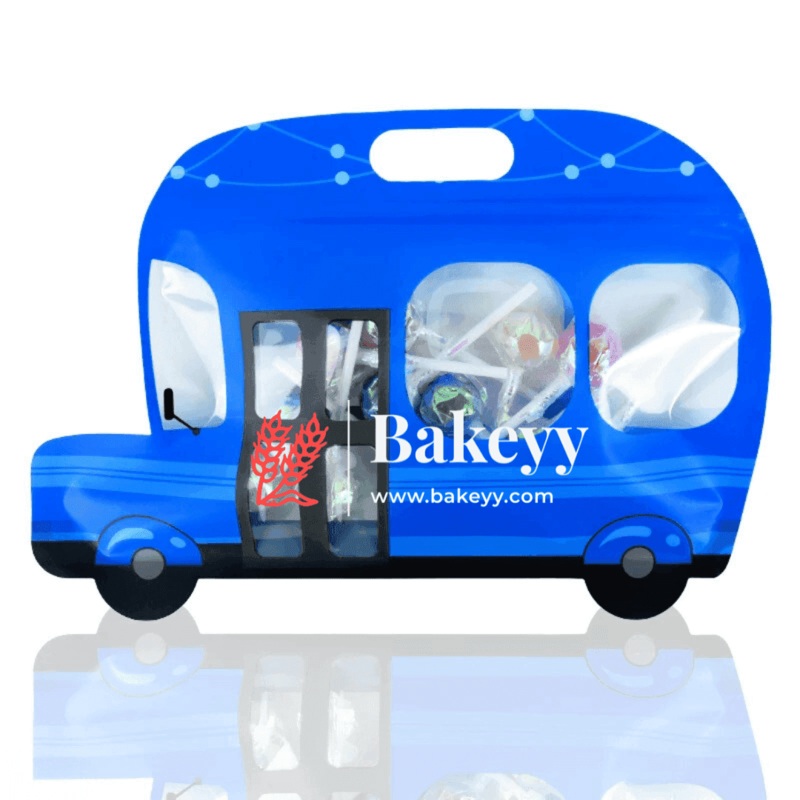 Blue Bus Shape Zip Lock Bags | Bus Shape Bags For Kids | Pack of 50