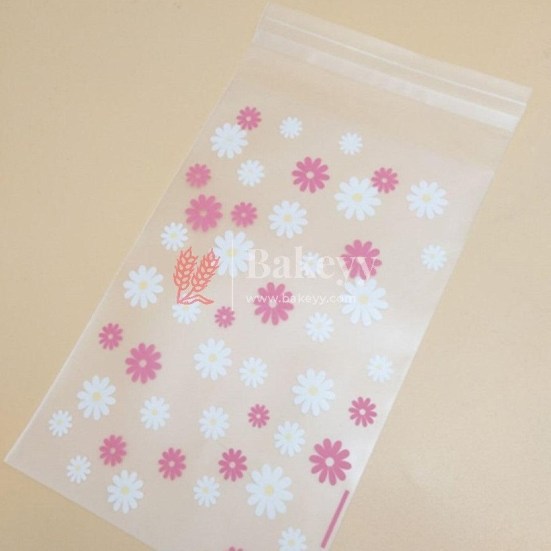 Daisy Flower Cellophane Bags |Clear Plastic Self Sealing Envelope Crystal Bag  | Pack of 100
