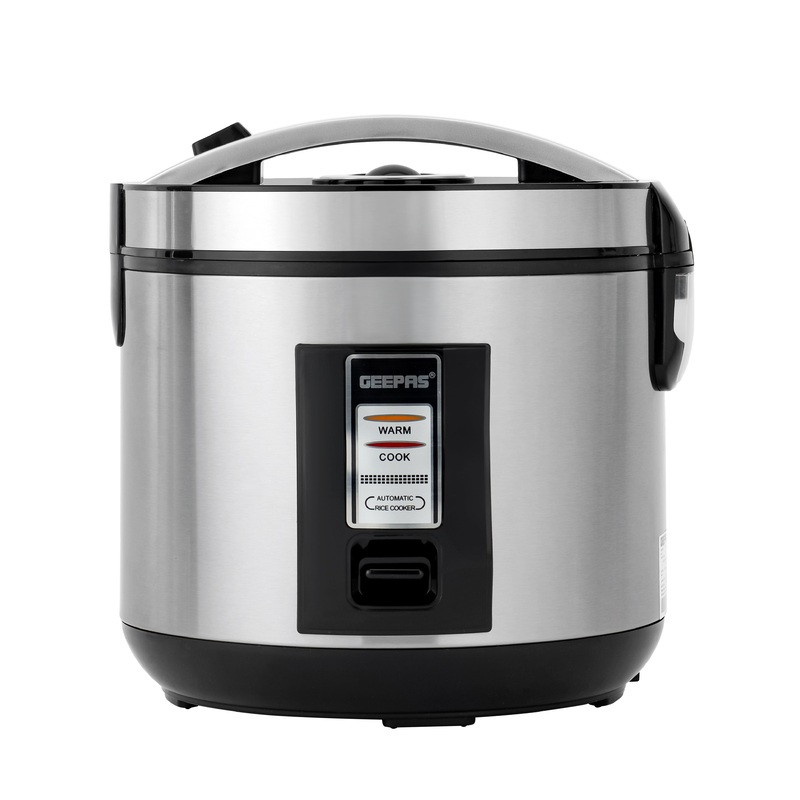 Geepas 1.8 L Automatic Rice Cooker- GRC4330N/ Durable Construction, Removable Non-Stick Pot, Cool Touch Handle/ Includes Cook, Keep Warm Functions, Plastic Steamer