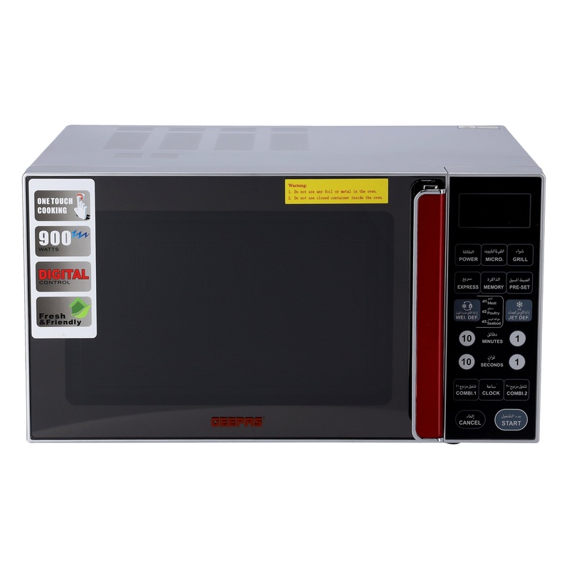 Geepas 27L Digital Microwave Oven GMO1876 - 900W Microwave Oven with Multiple Cooking Menus | Reheating & Defrost Function | Child Lock | Push-button door, Digital Controls