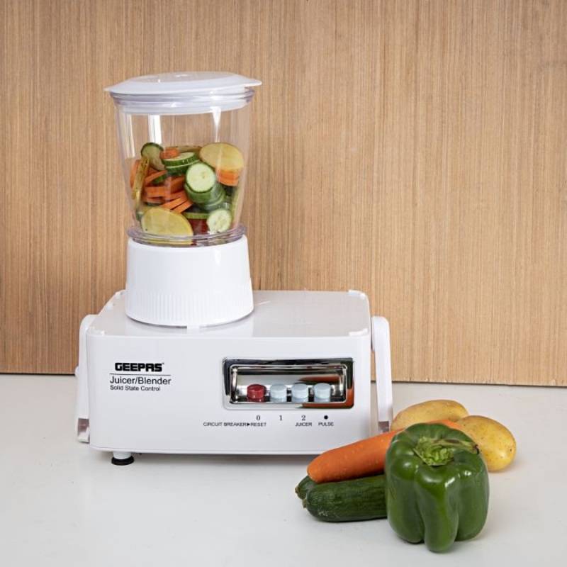 Geepas 4-in-1 Food Processor -  Blender Juicer, 2-Speed with Pulse Function & Safety Interlock | 600W | Juicer, Blender, Mixture & Coffee Mill Included