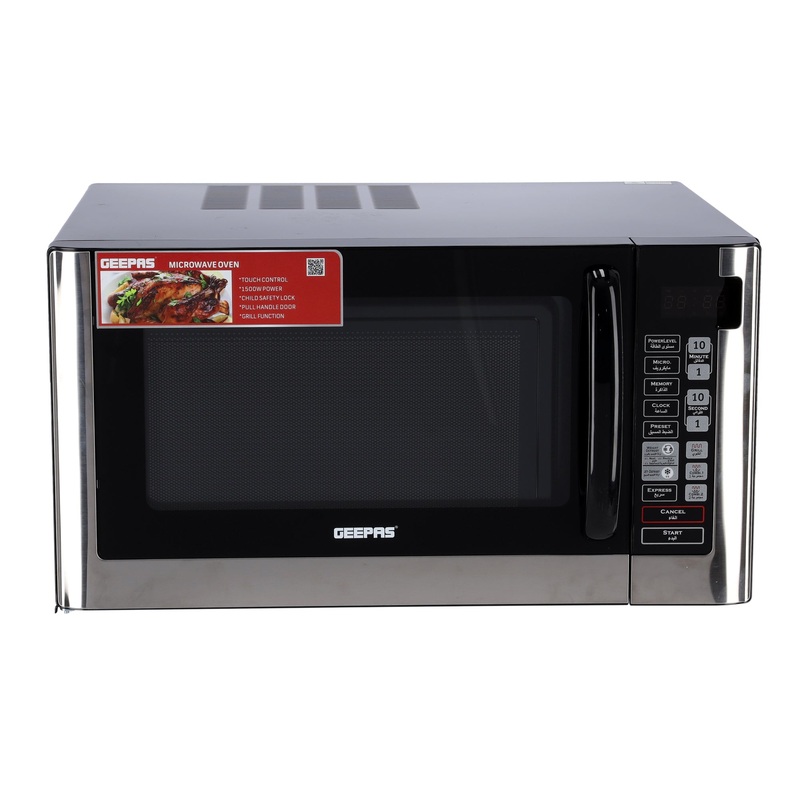 Geepas 45L Digital Microwave Oven - GMO1898 1500W Microwave Oven with Multiple Cooking Menus with Arabic Control Panel | Reheating & Defrost Function