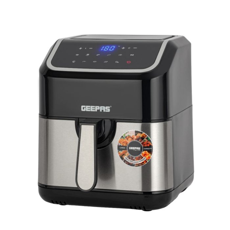 Geepas Digital Air Fryer- GAF37527UK/ 5.0 L Pot, with Vortex Technology/ Digital Display, Touch Screen, Multiple Function, 1-60 Min Timer, Temperature 50-200 Degree Celsius