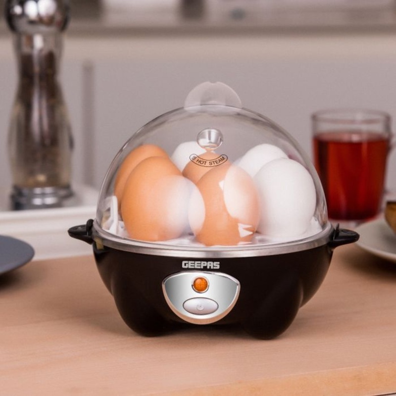Geepas  Egg Boiler - Egg Cooker, Poaching & Omelette Bowl Included | Perfect Soft & Hard Boiled Eggs - Up to 7 Egg Capacity