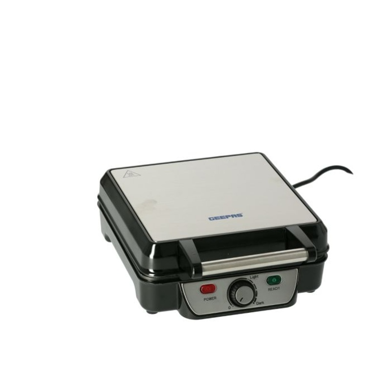 Geepas Electric Waffle Maker 1100W-  4 Slice Non-Stick Electric Belgian Waffle Maker with Adjustable Temperature Control - Pre-heating, Cool Touch Body - Handle - Automatic Safety Protection