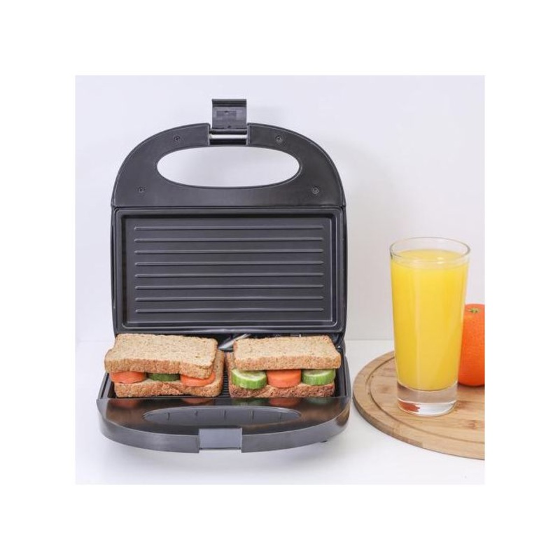Geepas GGM6001 700W 2 Slice Grill Maker with Non-Stick Plates | Stainless Steel Panini Press, Sandwich Toaster, Grill & Griddle Toasty Maker | Cord-Warp for Storage, Ideal for Breakfast | 2 Years Warranty