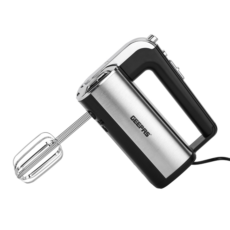 Geepas Hand Mixer- GHM2001/ 400 W, Copper Motor with 5 Speed Control, Eject Button and Turbo Function/ Perfect for Kneading Dough, Mixing Batter, Whisking Eggs, etc