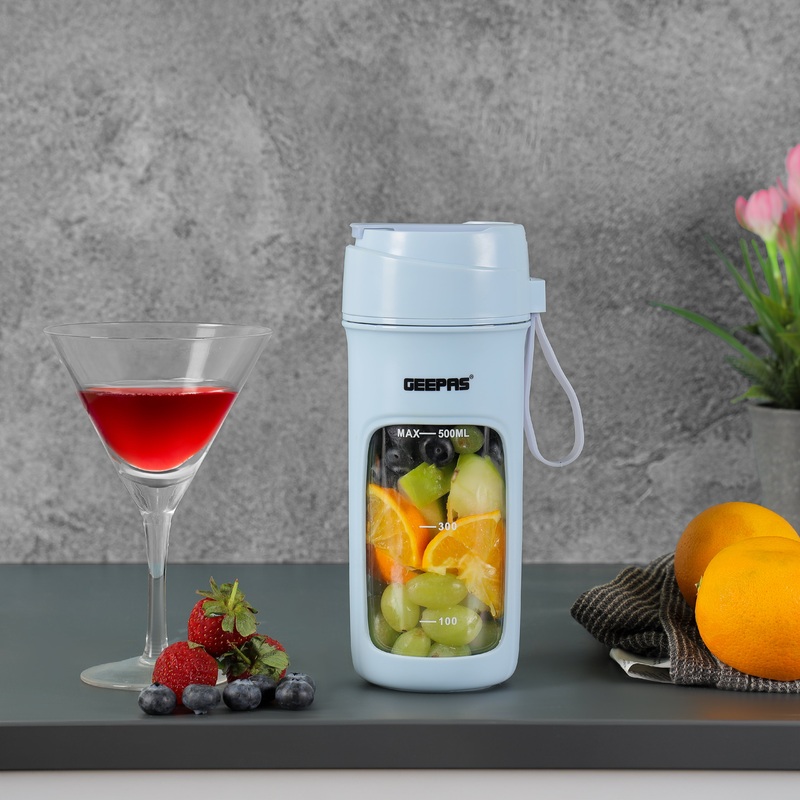 Geepas Rechargeable Portable Blender- GSB44073N/ 500 ml Capacity, Juicing Machine for Orange, Lemon, Grapefruit, Shakes, Smoothies, etc. Safety Lock