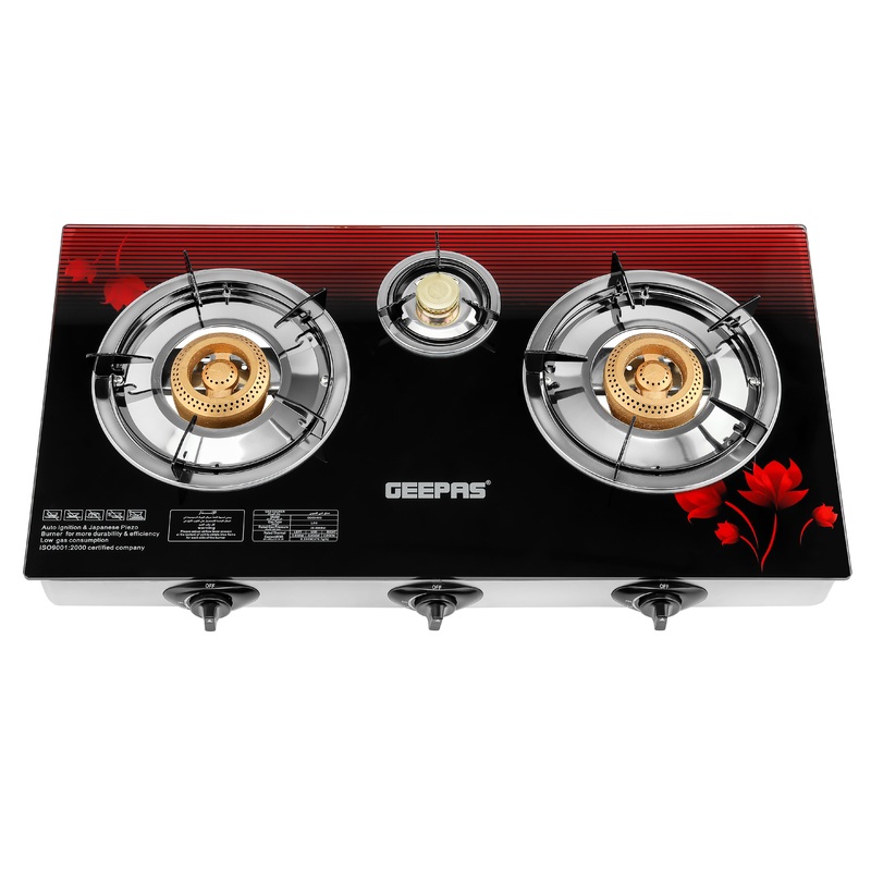 GGC31012 8 MM Tempered Glass 3 Burner Gas Cooker