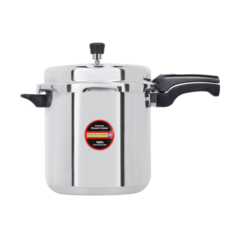 Royalford 12.0 L Induction Base Pressure Cooker- RF11645| Equipped with Improved Pressure Regulator and Controlled GRS| Durable Aluminum Construction with Firm Handles| Compatible with Induction, Gas, Hotplate and Halogen Cooktops