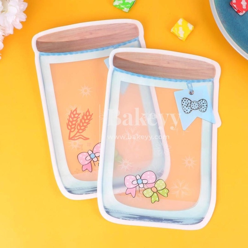 100 gm | 13x19CM | Zip Lock Pouch | Blue Jar Designed | Standing Pouch | Pack of  40