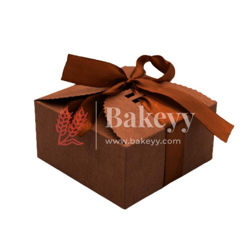 12cm | Coffee Brown Gift Box for Presents, 10 Pack Large  Empty Kraft Gift Boxes with Ribbon For Packaging Candy, Cookie, Chocolate | Pack of 10