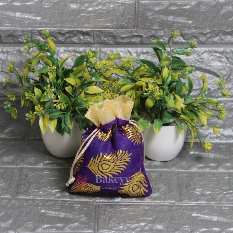 13x10cm| Purple Cotton Silk Potli Bag | Perfect for Gifting - Jewellery, Small Items| Pack of 25