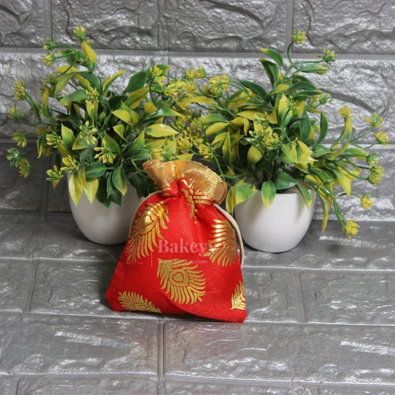 13x10cm| Red Cotton Silk Potli Bag | Perfect for Gifting - Jewellery, Small Items| Pack of 25