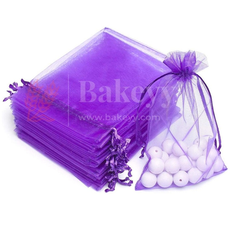7x12cm| Purple Organza Drawstring Bag| Potli Bag for Gifting Chocolates, Jewellery| Perfect for Small Items| Pack of 99