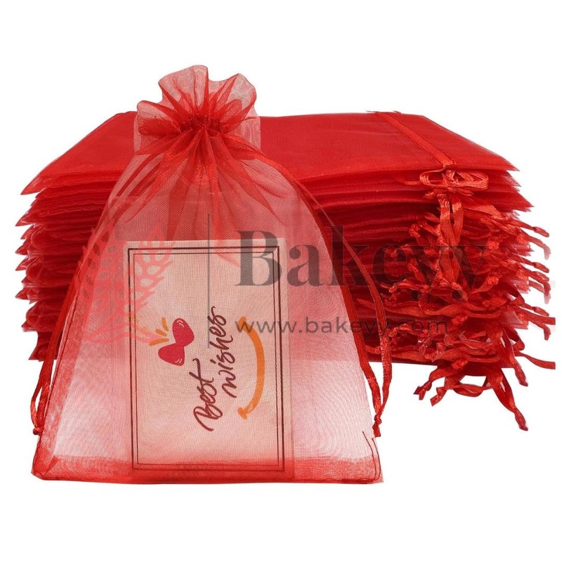 7x12cm| Red Organza Drawstring Bag| Potli Bag for Gifting Chocolates, Jewellery| Perfect for Small Items| Pack of 99