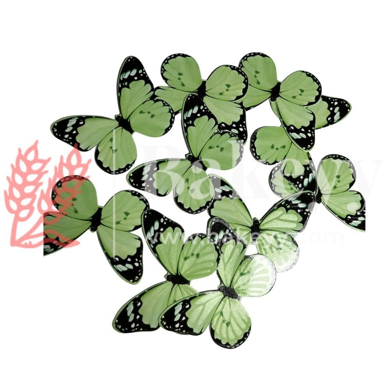 A1 Green| Decorative Butterfly Cake Toppers | Birthday cake decorations | Party cake decoration | 6cm x 5cm| Pack of 10