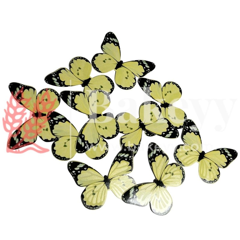 A4 Yellow| Decorative Butterfly Cake Toppers | Birthday cake decorations | Party cake decoration | 6cm x 5cm| Pack of 10