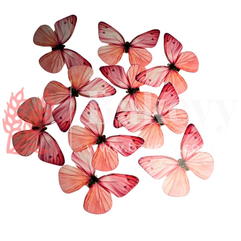 B1 Red| Butterfly Themed Cake Toppers | Decorative Party Cake Accessories| Birthday cake decorations |6cm X 5.5cm| Pack of 10
