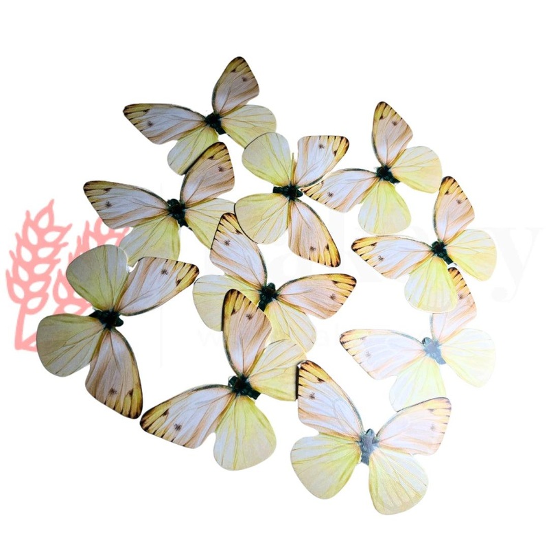 B4 Yellow| Butterfly Themed Cake Toppers | Decorative Party Cake Accessories| Birthday cake decorations |6cm X 5.5cm| Pack of 10