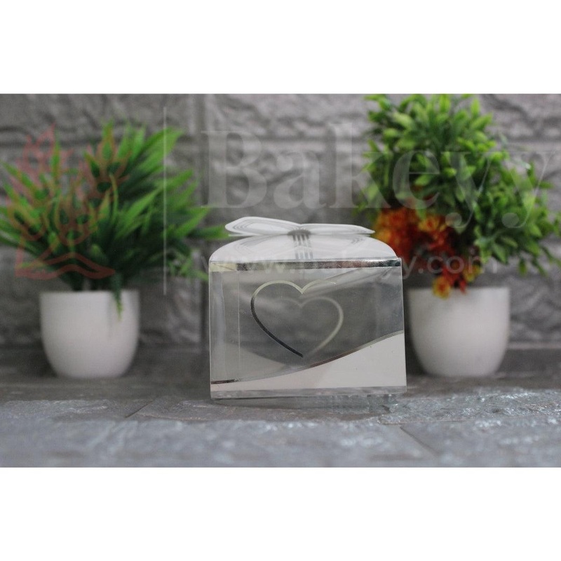 Bow With Heart White Square Box  | PVC Chocolate Box | Gift Box | Goodie Box | Pack of 10