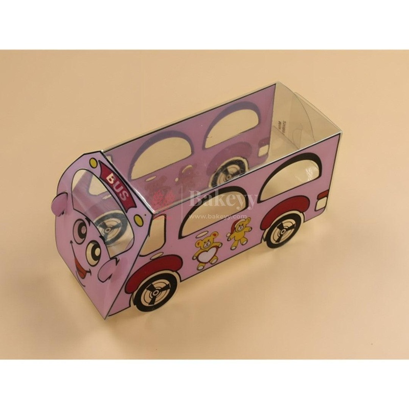 Cute Bus Themed PVC Chocolate Box | Pack Of 10 | Gift Box | Goodie Box | Mita - 250B01 | Pink | Pack of 10