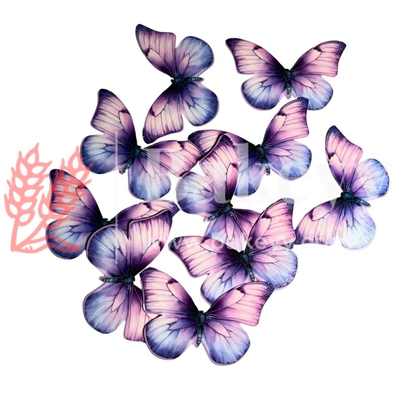 D1 Purple | Pastel Colour Butterfly Toppers | Birthday Cake Decorations | Party Cake Decoration | 7cm x 4.5cm| Pack of 10
