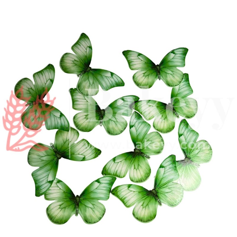 D3 Green | Pastel Colour Butterfly Toppers | Birthday Cake Decorations | Party Cake Decoration | 7cm x 4.5cm| Pack of 10